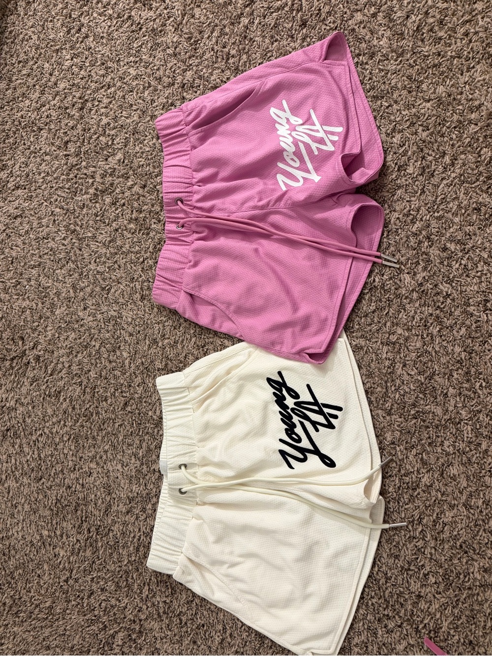YoungLA Women's Mesh Shorts Duo - Pink & Cream